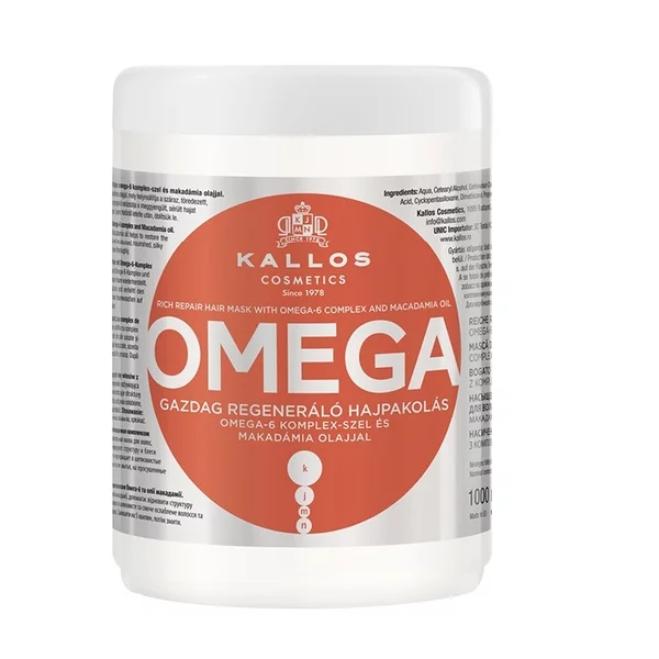 Kallos KJMN Omega regenerująca maska z kompleksem omega-6 i olejem makadamia 1000ml