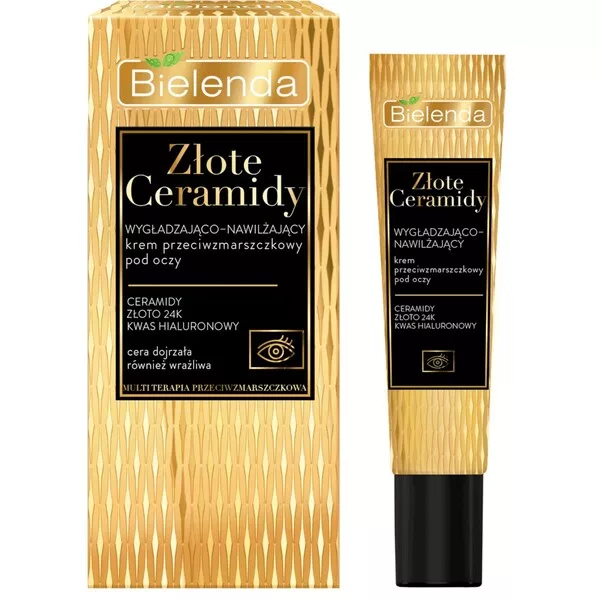 Bielenda Złote Ceramidy Wygładzająco - Nawilżający Krem Przeciwzmarszczkowy Pod Oczy, 15ml