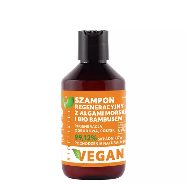 Bioelixire Vegan, szampon regeneracyjny z bio bambusem i algami morskimi, 300ml