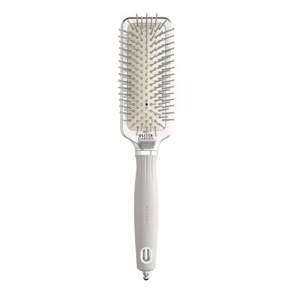 Olivia Garden Expert Care Rectangular, szczotka z nylonowym włosiem do włosów, Nylon Bristles Silver S