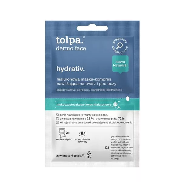 Tołpa Dermo Face Hydrativ, hialuronowa maska - kompres na twarz i pod oczy (saszetka), 2x6ml