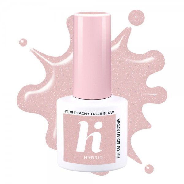 hi hybrid, lakier hybrydowy, #136 Peachy Tulle Glow, 5ml