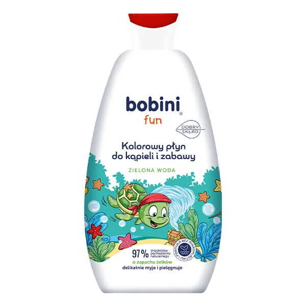 Bobini Fun kolorowy płyn do kapieli i zabawy dla dzieci Zielona Woda 500ml