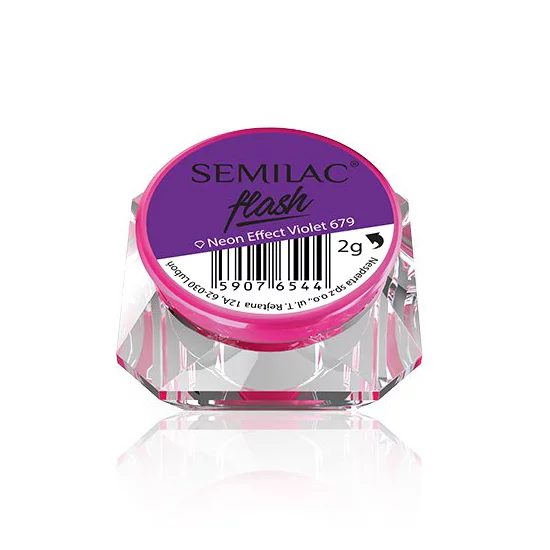 Semilac Flash Neon Effect, pyłek do paznokci neonowy, 2g, 679 Violet