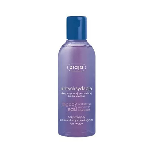 Ziaja Antyoksydacja, oczyszczający żel micelarny z peelingiem do twarzy z jagodami acai, 200ml