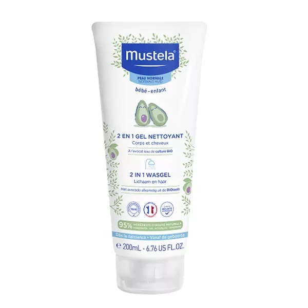 Mustela Baby Avocado 2w1 delikatny żel do mycia ciała i włosów dla dzieci 200ml