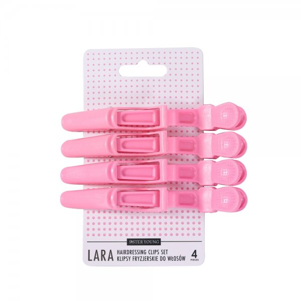 Sister Young Lara klipsy fryzjerskie do włosów Pink 4szt