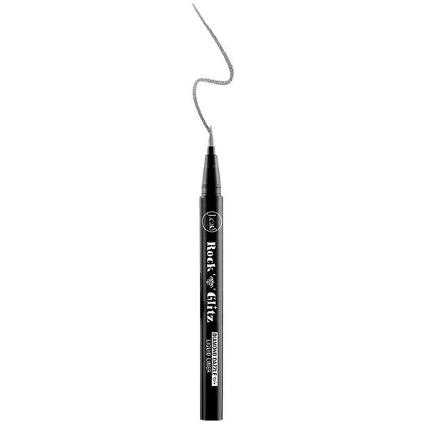 J.Cat Beauty Rock and Glitz Diamond Dazzle Liquid Liner, połyskujący eyeliner w pisaku, Platinum pop, 0,85g