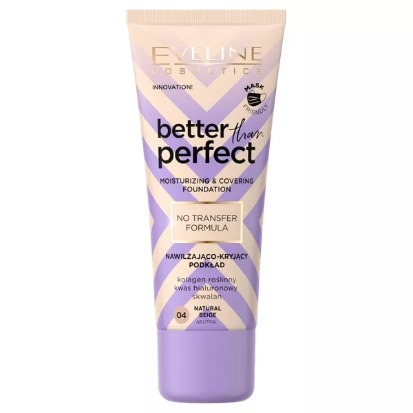 Eveline Better Than Perfect, nawilżająco-kryjący podkład z formułą no transfer, 04 natural beige, 30ml