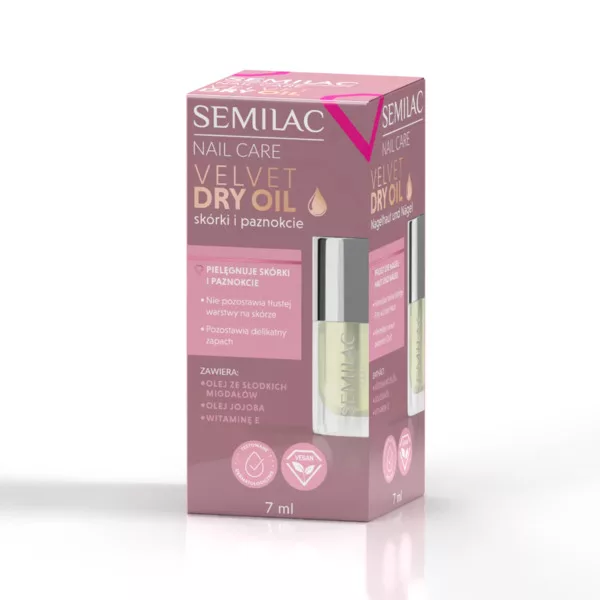 Semilac Velvet Dry Oil, suchy olejek do paznokci i skórek, 7ml