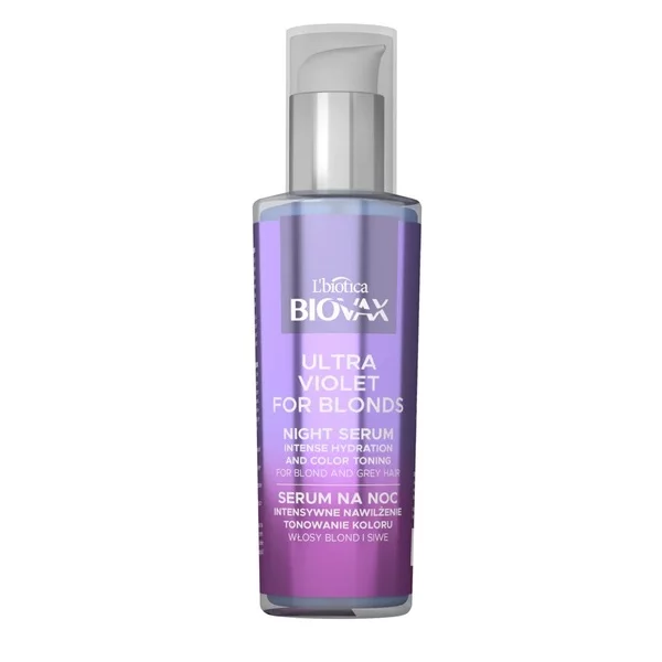 Biovax Ultra Violet intensywnie nawilżające serum tonujące na noc do włosów blond i siwych 100ml
