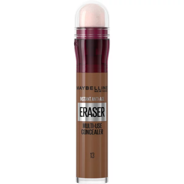Maybelline New York Instant Anti-Age Eraser Concealer, korektor do twarzy z gąbeczką, 13 Cocoa, 6.8ml