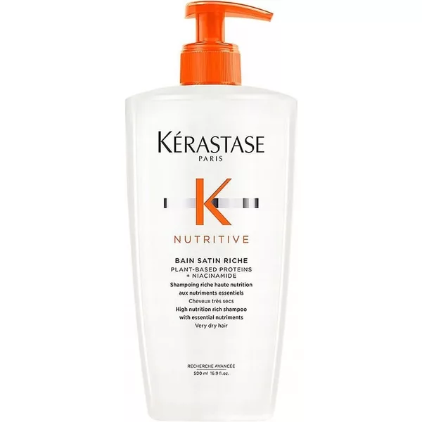 Kerastase Nutritive Satin Riche, wzbogacona kąpiel, szampon do włosów grubych, 500ml