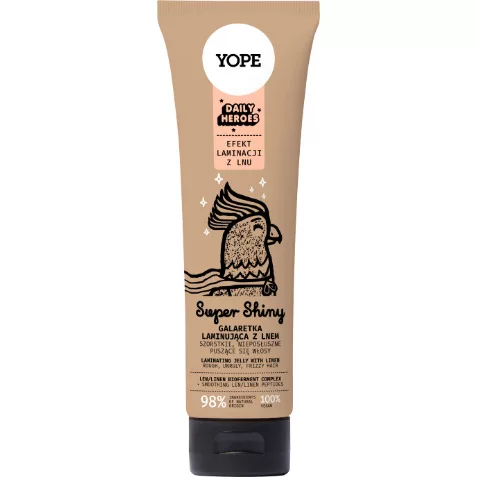 Yope Daily Heroes Super Shiny, galaretka laminująca z lnem do włosów, 140ml