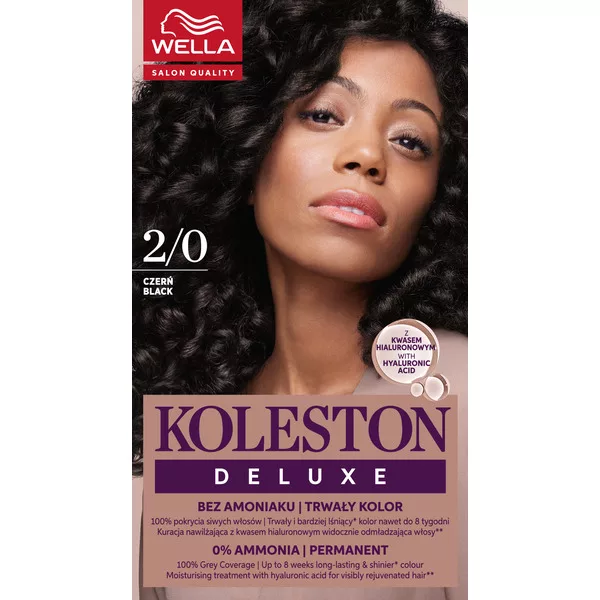 Wella Koleston Deluxe, farba do włosów, Czerń, 2/0, 100ml