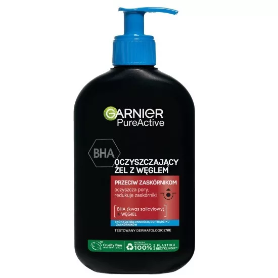 Garnier Pure Active oczyszczający żel przeciw zaskórnikom z kwasem BHA i węglem 250ml