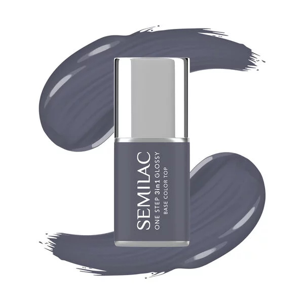 Semilac 3w1 One Step Glossy, lakier hybrydowy, S185 Stone Grey, 7ml