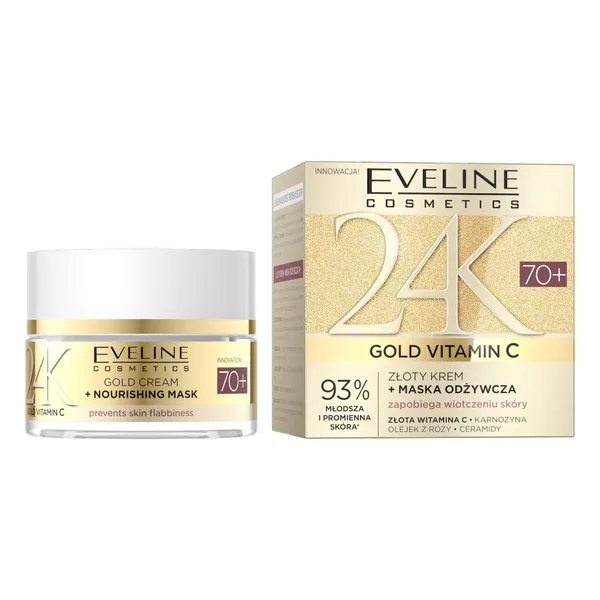 Eveline Cosmetics 24K Gold Vitamin C złoty krem + maska odżywcza 70+ 50ml