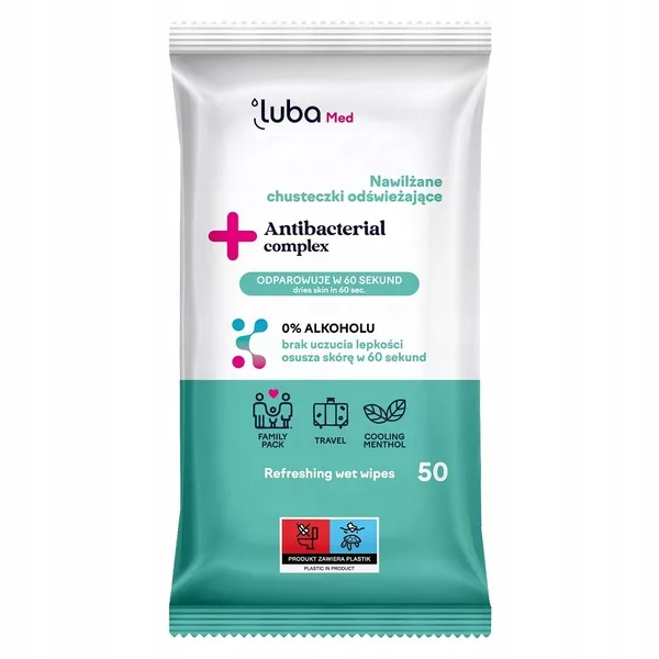 Luba Med Antibacterial Complex nawilżane chusteczki odświeżające z kompleksem antybakteryjnym 50szt