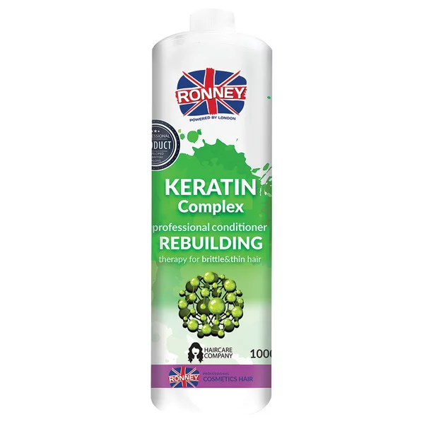 Ronney Professional Conditioner Keratin Complex Rebuilding Therapy, Odżywka odbudowująca do włosów suchych i łamliwych 1000ml