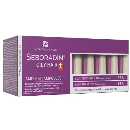 Seboradin Oily Hair, ampułki do przetłuszczających się i wypadających włosów, 14x5,5ml