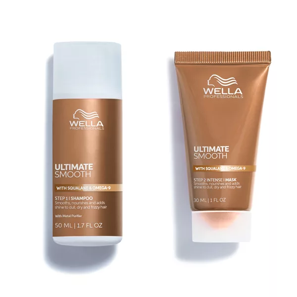 Wella Ultimate Smooth, zestaw podróżny wygładzający włosy, szampon + odżywka, 50ml + 30ml