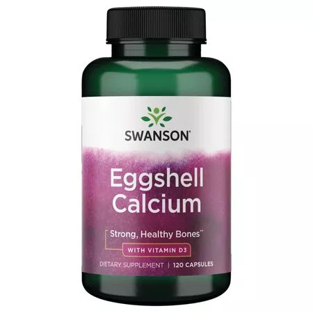 Swanson EggShell Calcium with Vitamin D-3, wapń ze skorupki jajka z witaminą D-3, 120 kapsułek, ref.SWU1105