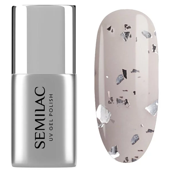 Semilac Winter Wonderland T34 No Wipe Frozen, przezroczysty top do lakierów hybrydowych, 7ml