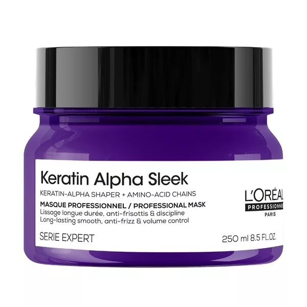 Loreal Keratin Alpha Sleek, maska wygładzająca do włosów puszących, 250ml