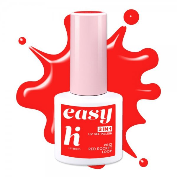hi hybrid EASY 3in1, lakier hybrydowy, #612 Red Rocket Loop, 5ml