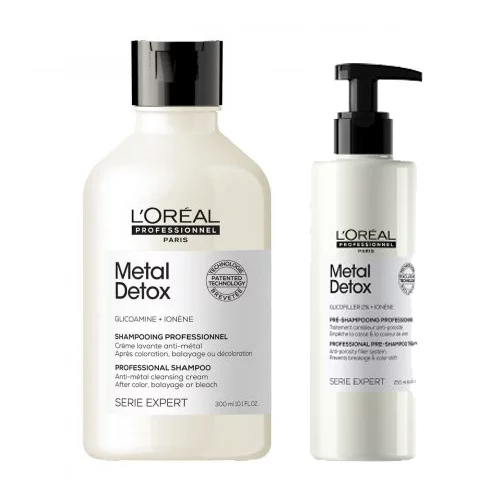 Loreal Serie Expert Metal Detox, zestaw pielęgnacja przed szamponem + szampon