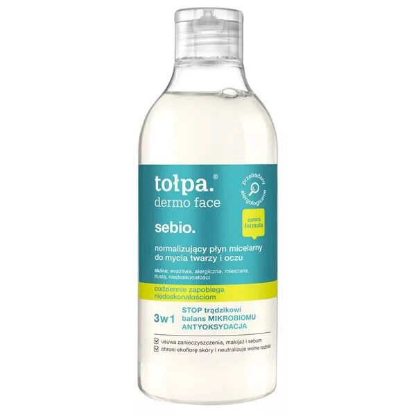 Tołpa Dermo Face Sebio, normalizujący płyn micelarny do mycia twarzy i oczu, 400ml