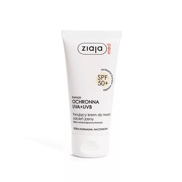 Ziaja Med Kuracja ochronna, SPF 50+ tonujący krem do twarzy odcień jasny, 50ml