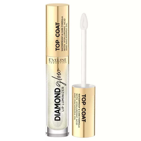 Eveline Cosmetics Diamond Glow Lip Luminizer Top coat do ust z kwasem hialuronowym 12 Golden dust 4.5ml