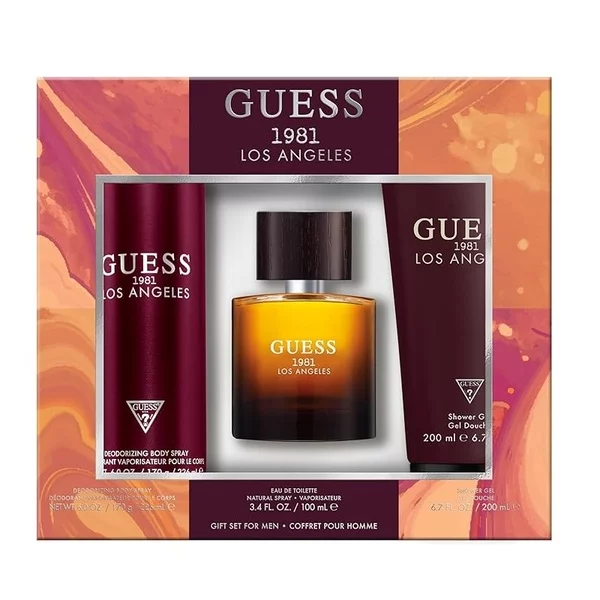 Guess 1981 Los Angeles For Men zestaw prezentowy dla mężczyzn: woda toaletowa 100ml, żel pod prysznic 200ml, dezodorant spray 226ml