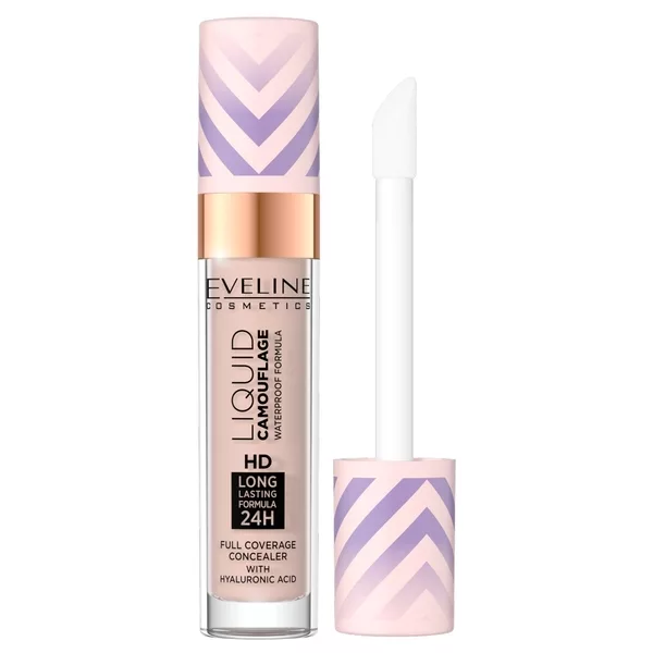 Eveline Liquid Camuflage, wodoodporny korektor kamuflujący z kwasem hialuronowym, 03 soft natural, 7.5ml