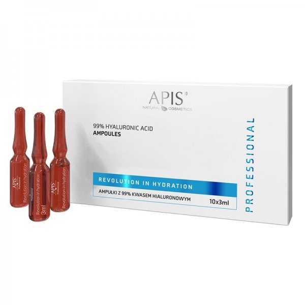 Apis Rewolucja W Nawilżeniu, ampułki z kwasem hialuronowym 4D, 99%, 10x3ml