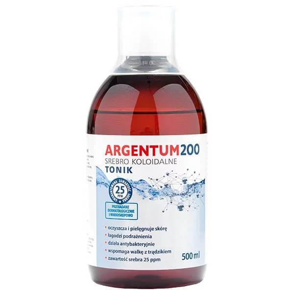 Aura Herbals Argentum 200 tonik do twarzy 25PPM Srebro Koloidalne 500ml