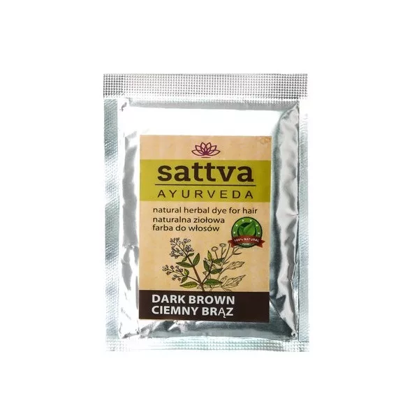 Sattva Natural Herbal Dye for Hair naturalna ziołowa farba do włosów Dark Brown 10g