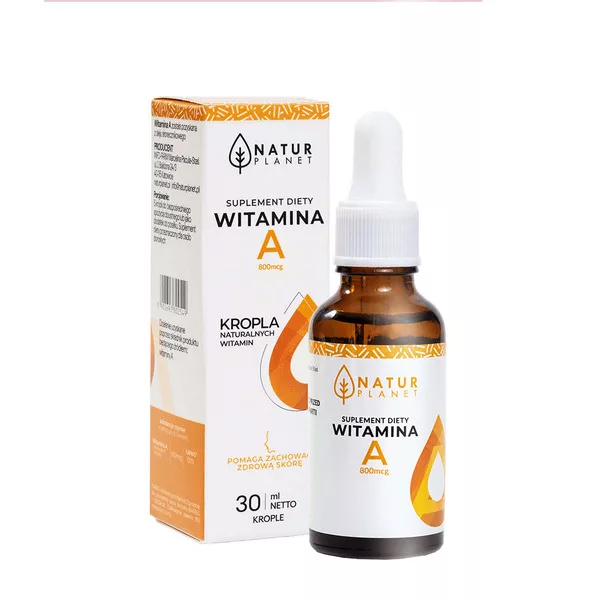 NaturPlanet, Witamina A 800 mcg/5kropli 900 kropli - 180 dawek, 30ml