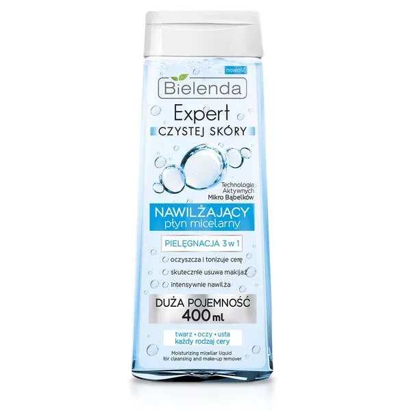 Bielenda Expert Czystej Skóry Nawilżający Płyn Micelarny 3w1, 400ml
