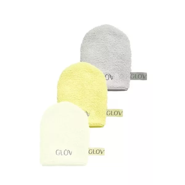 Glov Water-Only Skin zestaw rękawiczek do demakijażu i oczyszczania twarzy Baby Banana + Ivory + Silver Stone 3szt