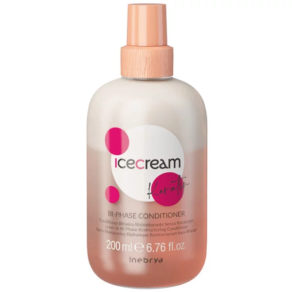 Inebrya Ice Cream Keratin, dwufazowa restrukturyzacyjna odżywka do włosów, 200ml